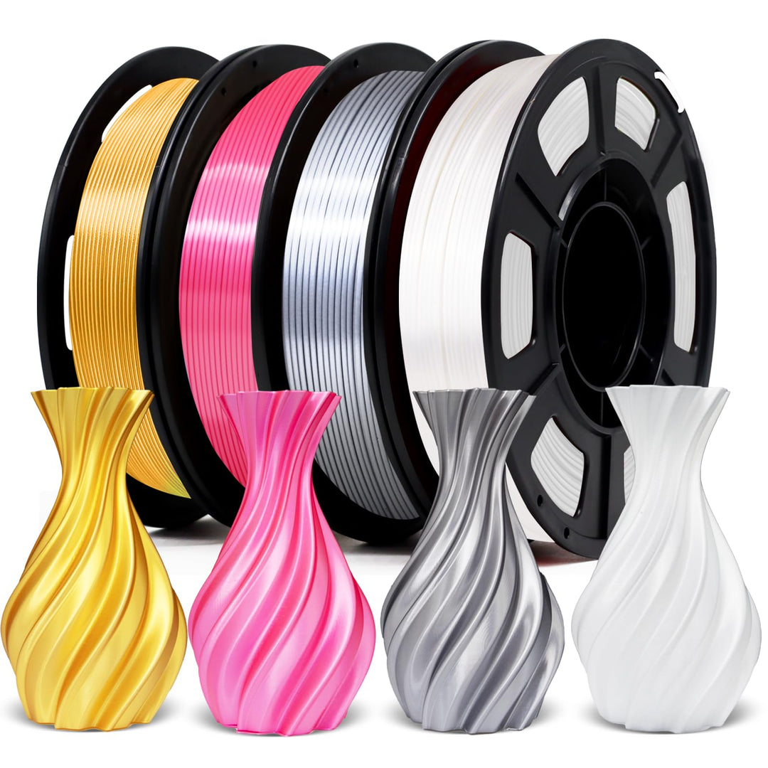 YOUSU 3D-Drucker Filament Bundle - Mehrfarbiges PLA 1,75mm Seidenglanz 4 Farben (Gold, Silber, Rosa,
