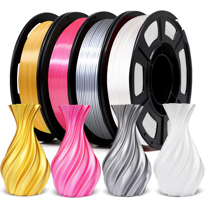 YOUSU 3D-Drucker Filament Bundle - Mehrfarbiges PLA 1,75mm Seidenglanz 4 Farben (Gold, Silber, Rosa,