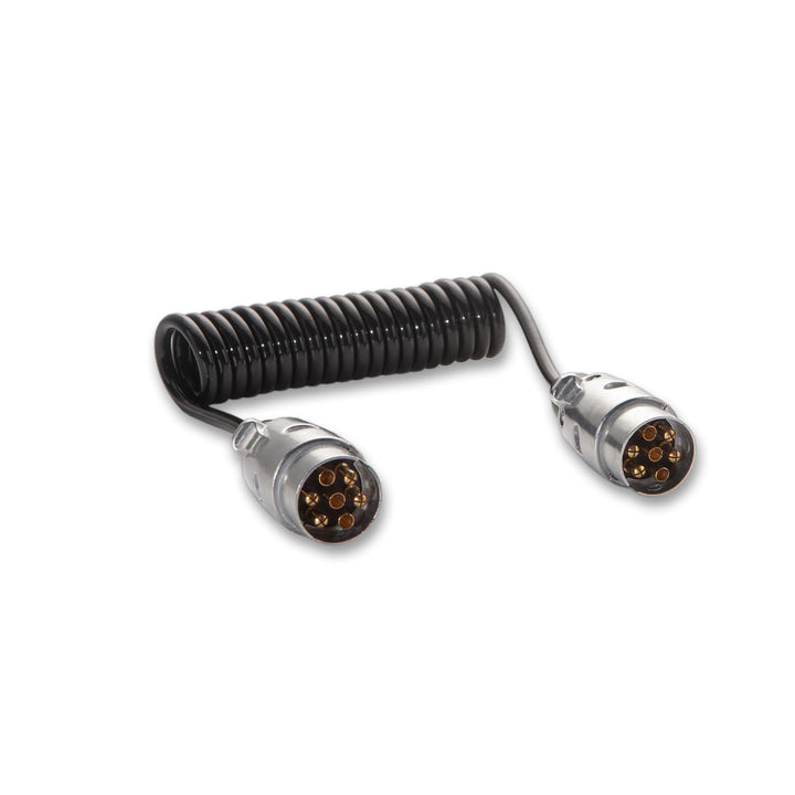 Anhängerkabel 7 Polig Spiralkabel 7 Polig Anhänger Stecker auf Stecker für KFZ Anhänger 2.5 Meter 2,