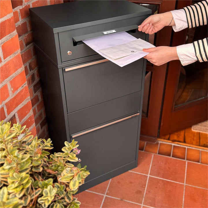 Metzler Briefkasten und Paketbox rostfrei und massiv, paketbox draussen gross XXL, Standbriefkasten
