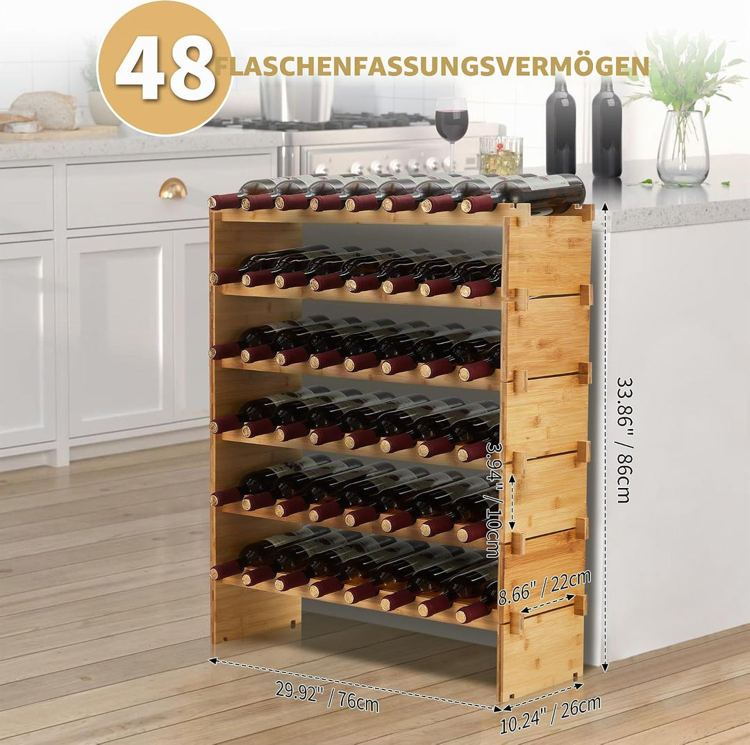 Weinregal Bambus Stapelbar Flaschenregal Flaschenständer Weinständer Ohne Schrauben, AA-Qualität, St