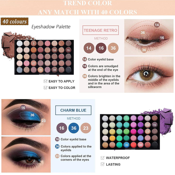 24St Schminkkasten Make-Up Set, Professionelles Kosmetische Schmink Set mit Lidschatten Lippengloss