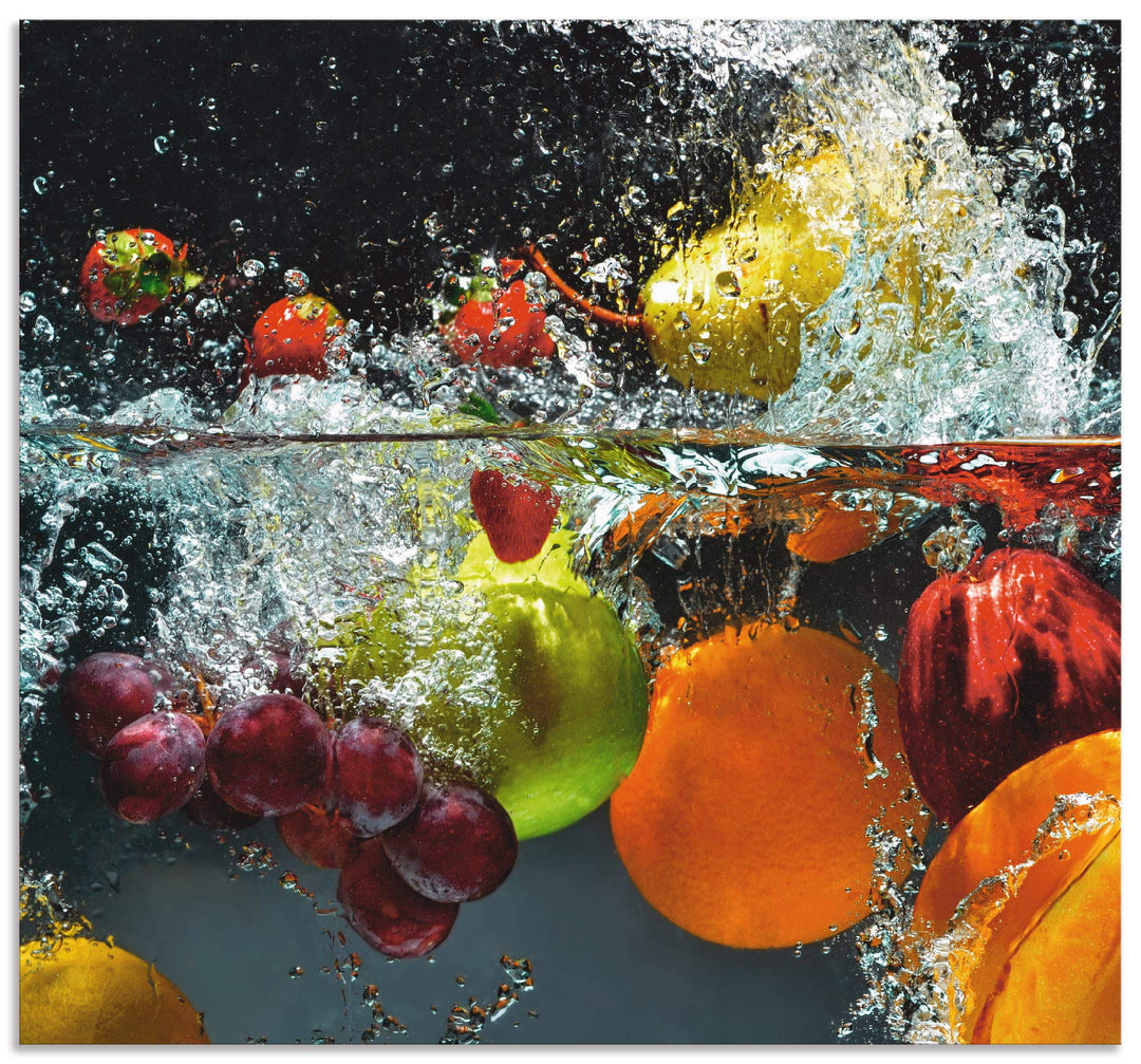 ARTland Spritzschutz Küche aus Alu für Herd Spüle 70x65 cm (BxH) Küchenrückwand mit Motiv Essen Obst