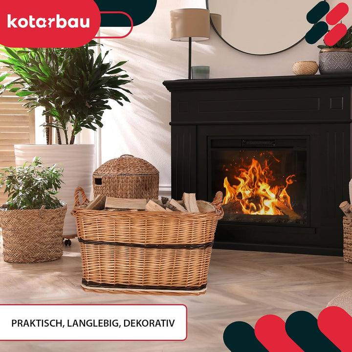 KOTARBAU® Weidenkorb für Brennholz - Holzkorb für Kaminholz - Erntekorb - 55x45 cm - Kaminholzkorb m