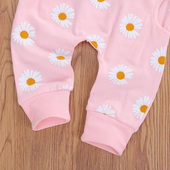 Neugeborene Säugling Baby Mädchen Kleidung Langarm Daisy Blume Sweatshirt+Hosen+DIY Stirnband Outfit