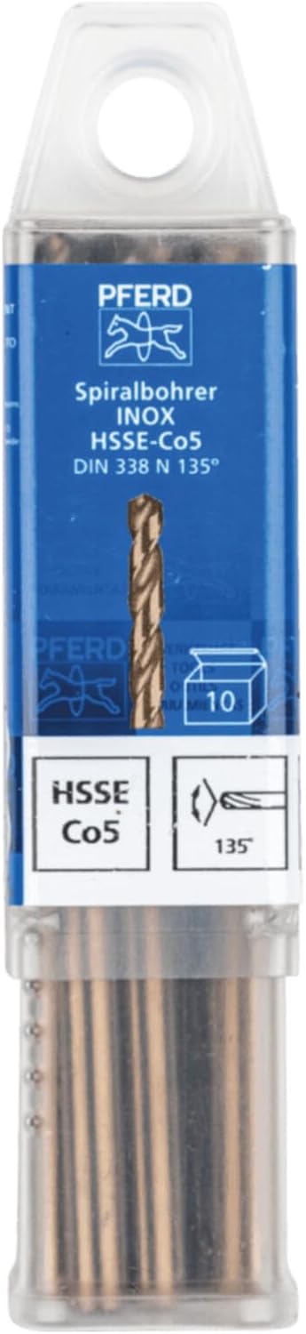 PFERD Spiralbohrer INOX, 10 Stück | Ø 5,5 mm, HSS-E Co5 N, DIN 338, 135° | 25203568 - für zähe und h