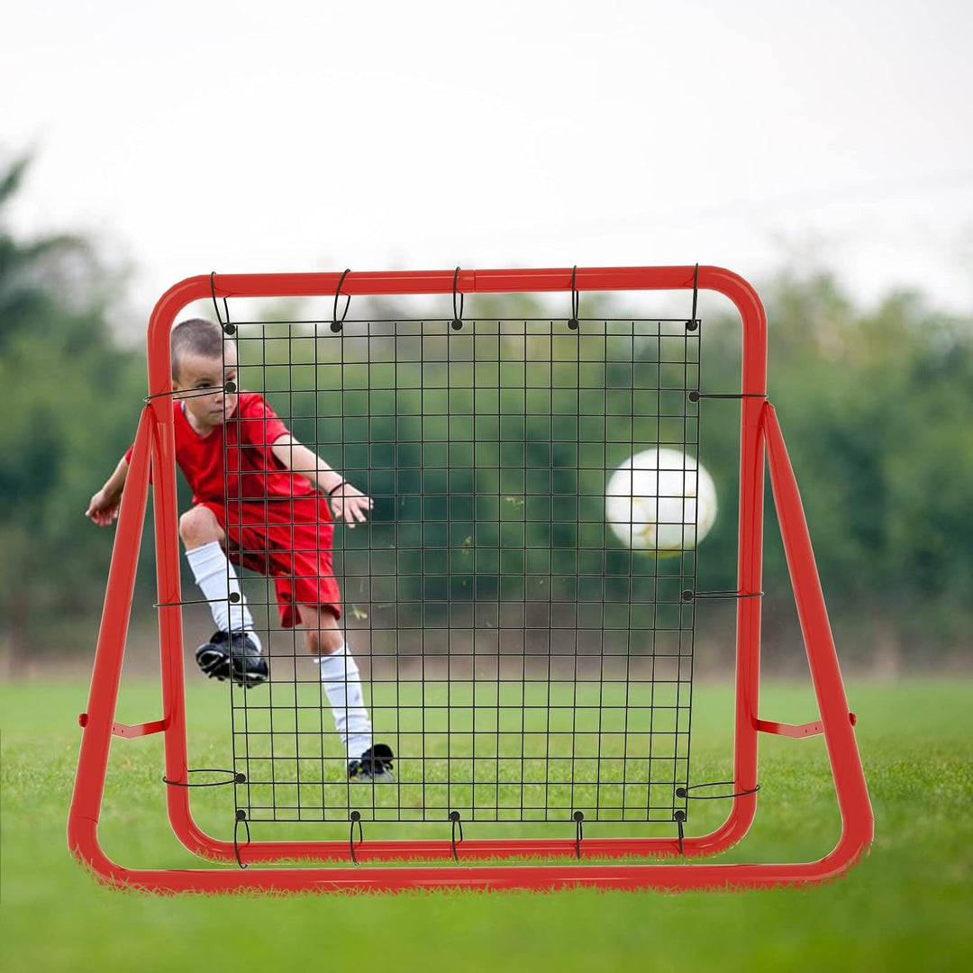 Prellwand Kicker Fussball Rebound Netz 100cm Rot Standard Verschiedene Ballsportarten Sports beidsei