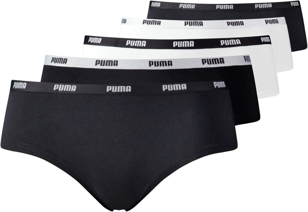 PUMA Damen Hipster (5er Pack) S Mehrfarbig/Schwarz, S Mehrfarbig/Schwarz