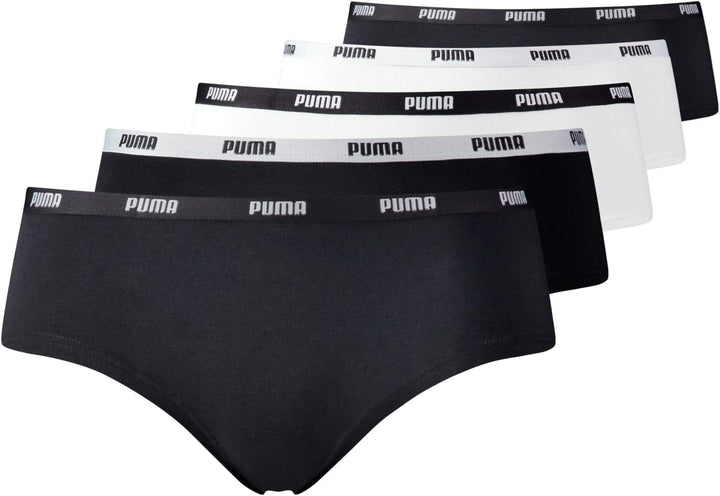 PUMA Damen Hipster (5er Pack) S Mehrfarbig/Schwarz, S Mehrfarbig/Schwarz