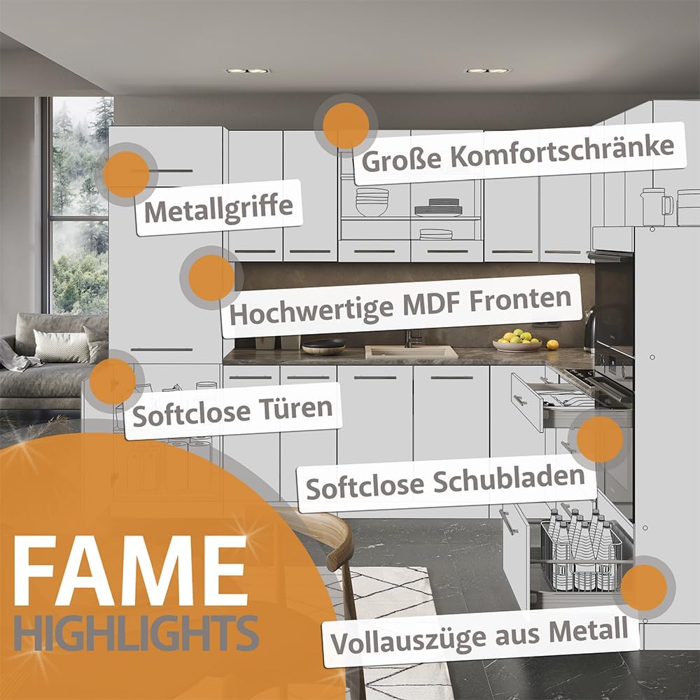 Vicco Apothekerschrank Fame-Line, Weiss Hochglanz/Weiss, 20 cm | ohne Arbeitsplatte, zur Kombination