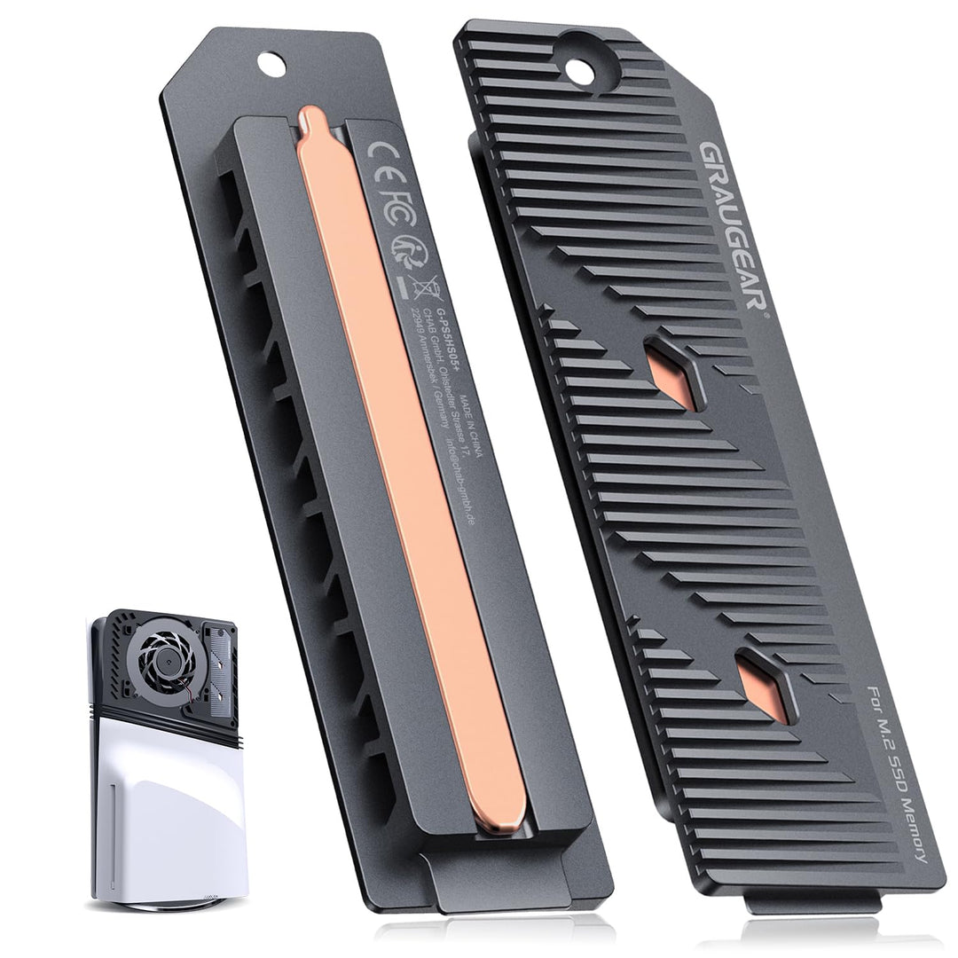 GRAUGEAR PS5 Pro/PS5 Slim M.2 SSD Kühlkörper mit Heatpipe, integriertem Kupfer-Heatpipe und Aluminiu