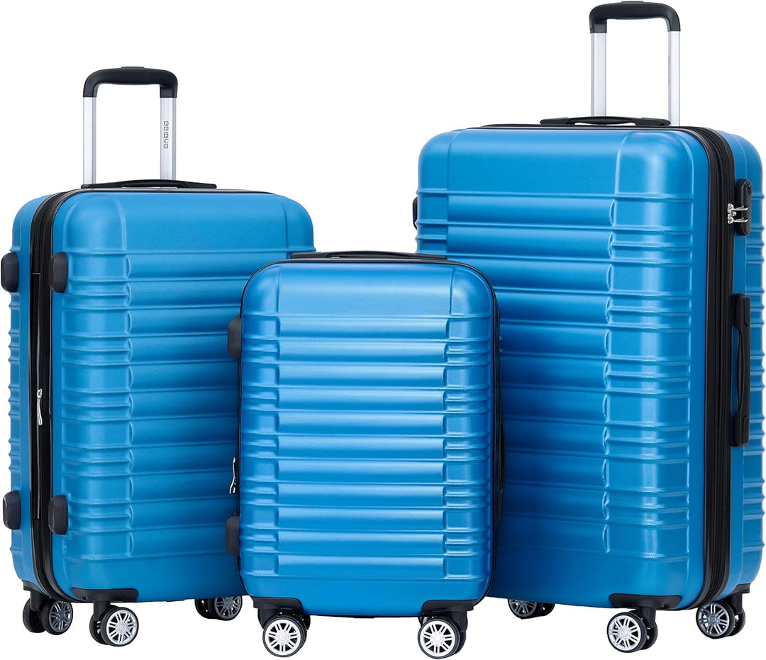 BEIBYE Hartschalen Koffer Trolley Rollkoffer Reisekoffer Zwillingsrollen Kofferset (Türkis, Set) Tür