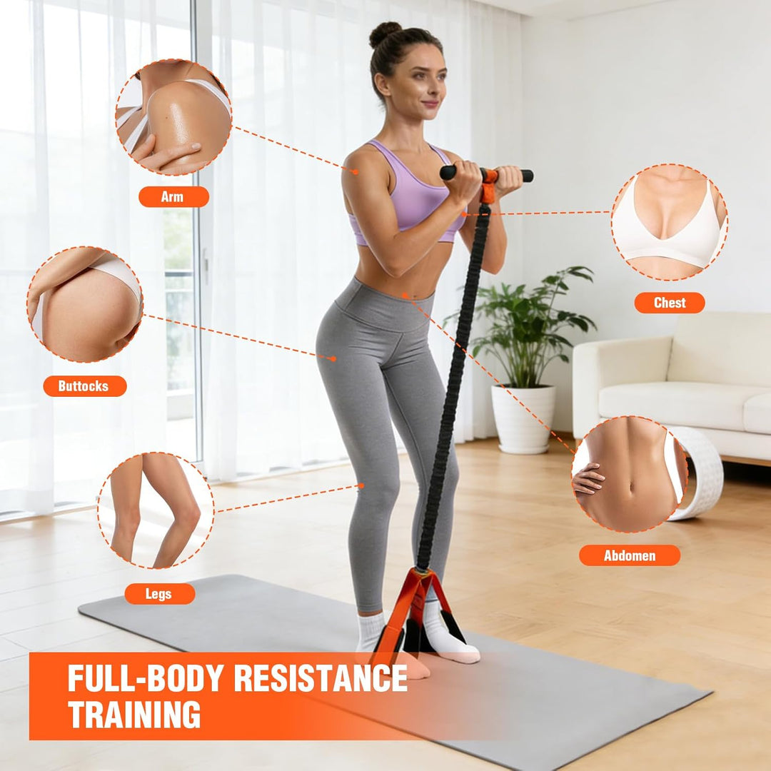 Pedal Widerstandsband mit Griff, Bauchtrainer für Zuhause, Multifunktionales Sit-Up Trainingsgerät f