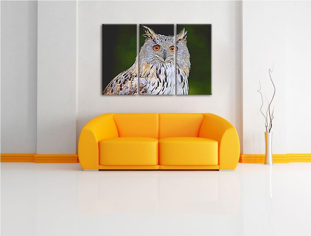 aufmerksame Waldohreule NewArt 3-Teiler Leinwandbild 120x80 Bild auf Leinwand, XXL riesige Bilder fe
