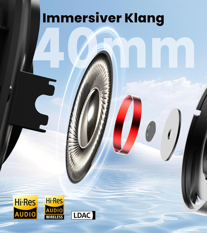 Edifier W80 Faltbare Over-Ear-Bluetooth-Kopfhörer mit aktiver Geräuschunterdrückung (-49 dB), LDAC H