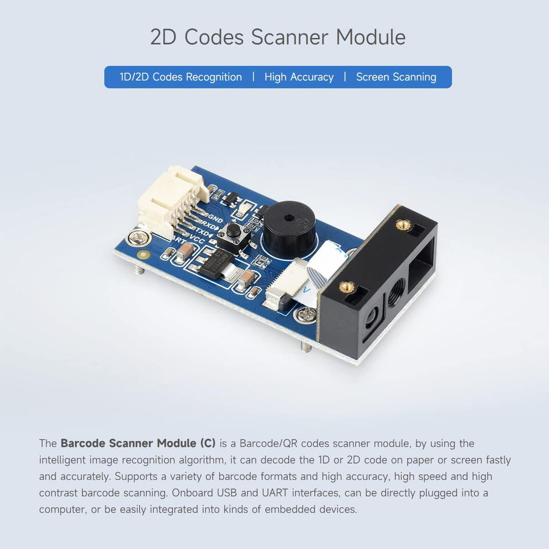Waveshare 2D Codes Scanner Module (C), Supports High Accuracy Barcode Scanning, Barcode/QR Code Read