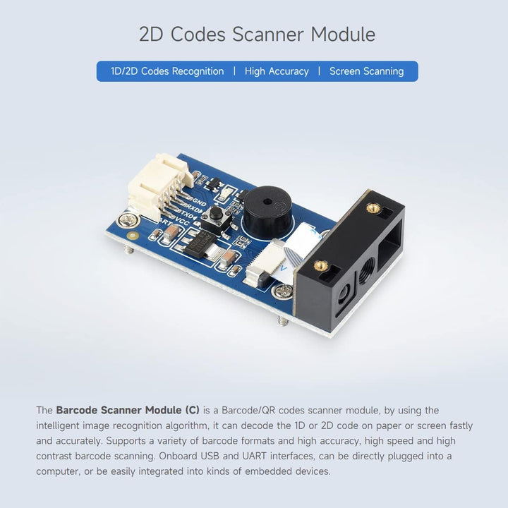 Waveshare 2D Codes Scanner Module (C), Supports High Accuracy Barcode Scanning, Barcode/QR Code Read