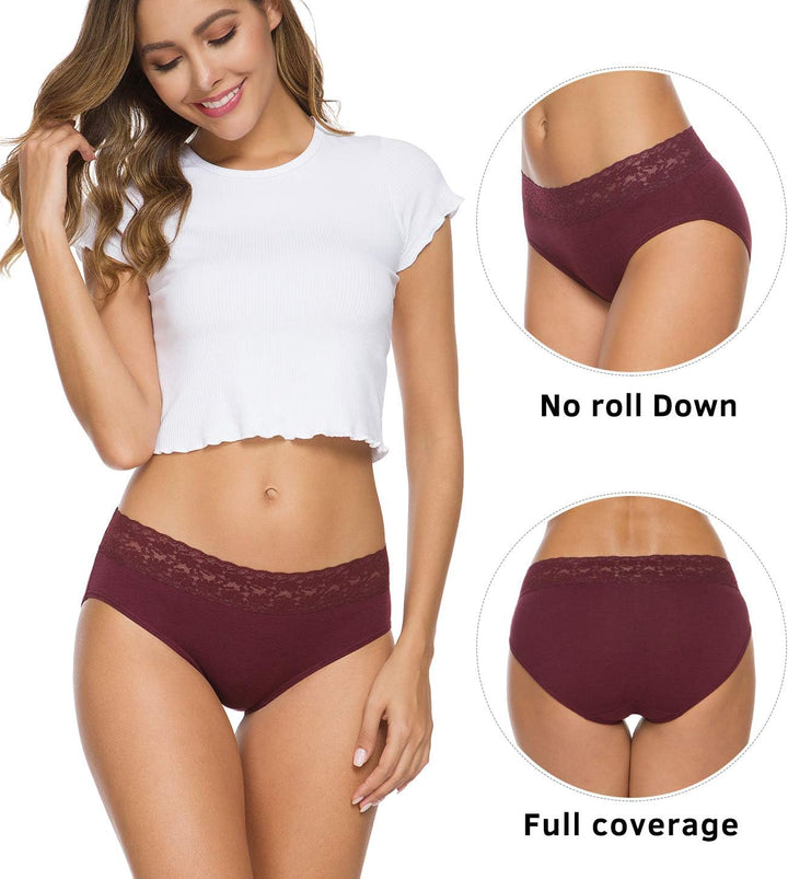 Damen-Unterwäsche, Baumwolle, Bikini-Höschen für Damen, Unterhose, Slips, Hipster, Spitze, 5er-Pack