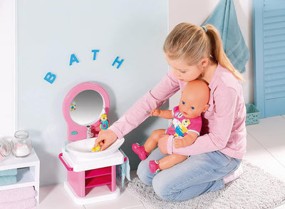 BABY born Waschtisch mit Licht- und Soundeffekten für Puppen mit vibrierender Zahnbürste, Zahnputzbe