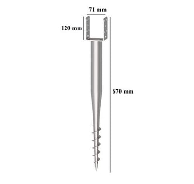 Krinner Bodenhülse U-Fix 71 (Eindrehbodenhülse für Kanthölzer, Pfostenträger, Länge 670 mm, für Holz