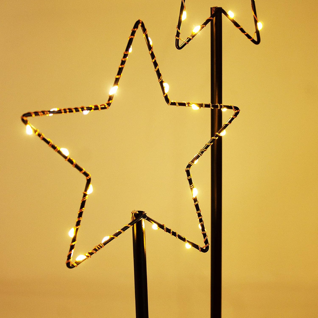 ToCi Deko-Aufsteller Stern mit LED-Beleuchtung | Metall-Leuchter mit 30 LEDs | 24 x 5 x 40 cm, 40 cm