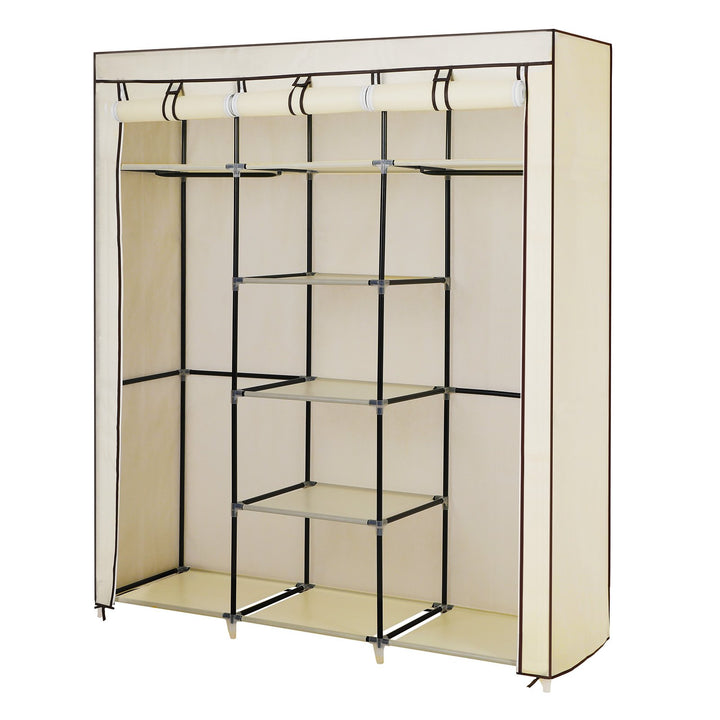 SONGMICS Kleiderschrank, Faltschrank, Stoffschrank, faltbare Garderobe mit 2 Kleiderstange, 175 x 15