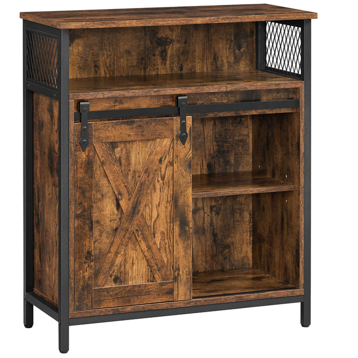 VASAGLE LSC089B01 Aufbewahrungsschrank, Sideboard, mit Schiebetür, offenes Fach, verstellbare Einleg