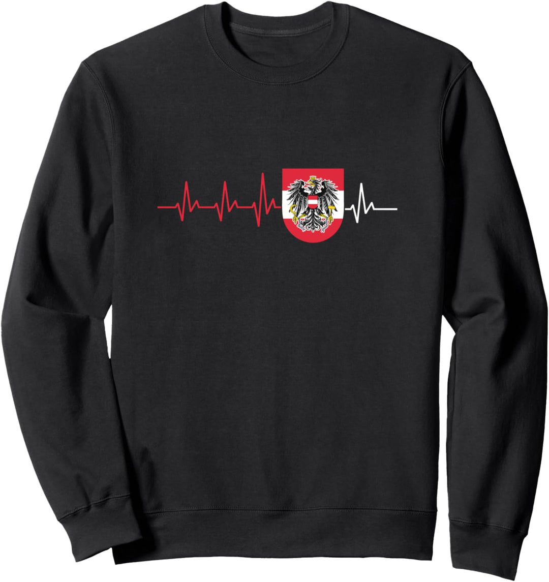 Österreich Wappen Adler Herzschlag Österreicher Rot Weiss Rot Sweatshirt