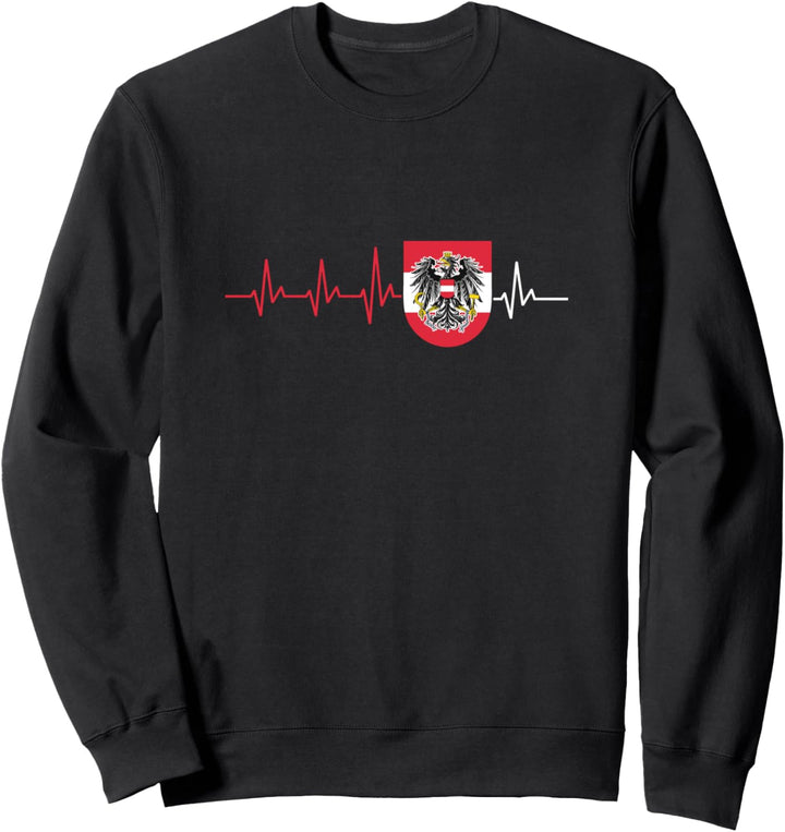Österreich Wappen Adler Herzschlag Österreicher Rot Weiss Rot Sweatshirt