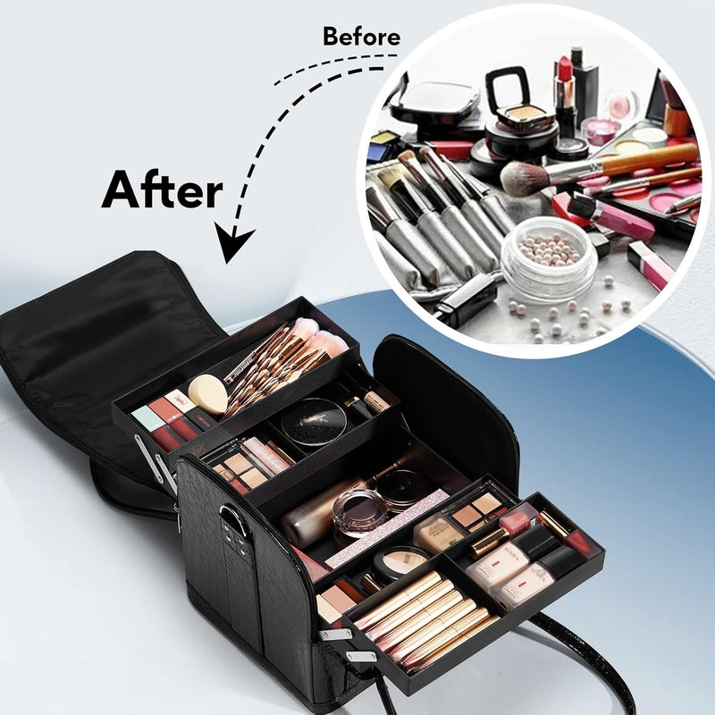 Kosmetikkoffer Schminkkoffer Grosse Make-Up Tasche Kosmetik Multikoffer, Faltbare Und Abnehmbare Kun