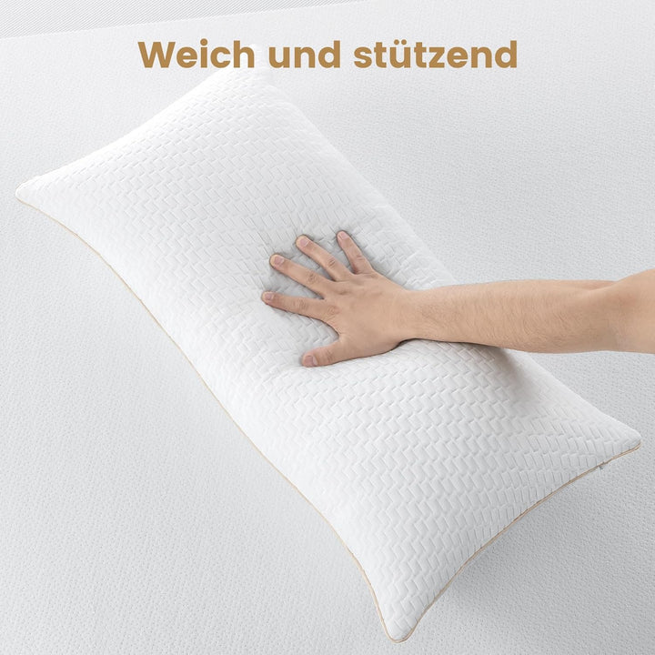 BedStory Kopfkissen 40x80 2er Set mit abziehbarem Bambusfasern Bezug, Antimilben und antibakteriell