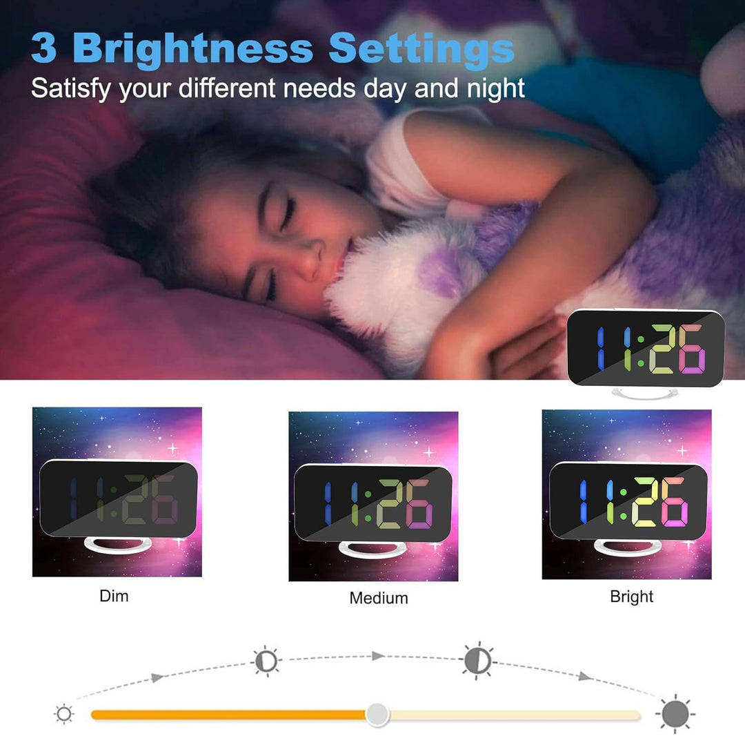 SZELAM Digitaler Wecker, Wecker am Bett, 7 Zoll LED-Spiegelwecker, mit 2 USB-Ladeanschlüssen, Snooze
