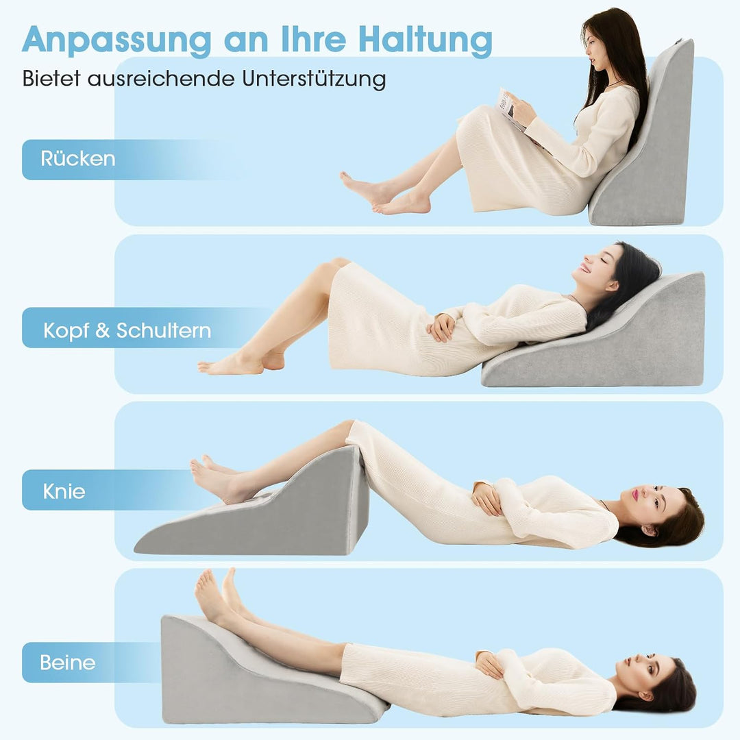 COSTWAY Lesekissen für Bett und Sofa, Venenkissen zum Beine hochlagern, Keilkissen mit waschbarem Be