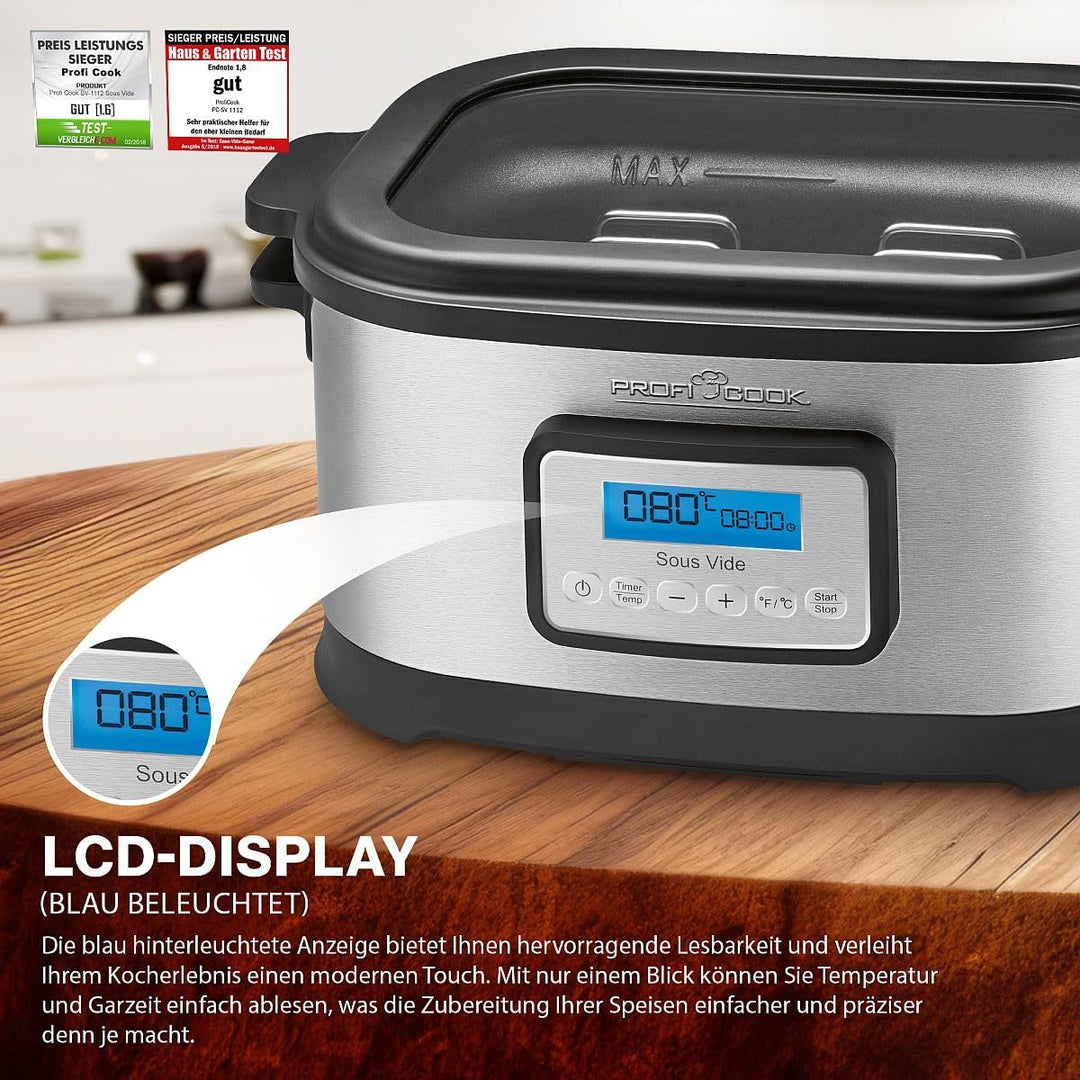 ProfiCook SV-1112 PC-SV 1112 Sous Vide Garer, punktgenaues Garen der Speisen durch elektronische Tem