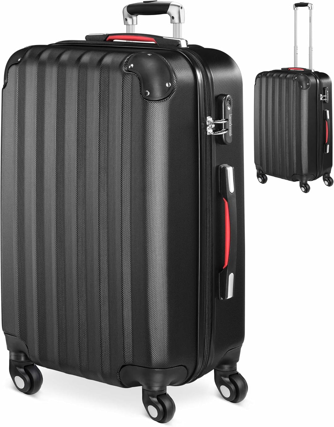 Monzana® Koffer Baseline Handgepäck ABS Hard Case Gehäuse gummierte Rollen Teleskopgriff Zahlenschlo