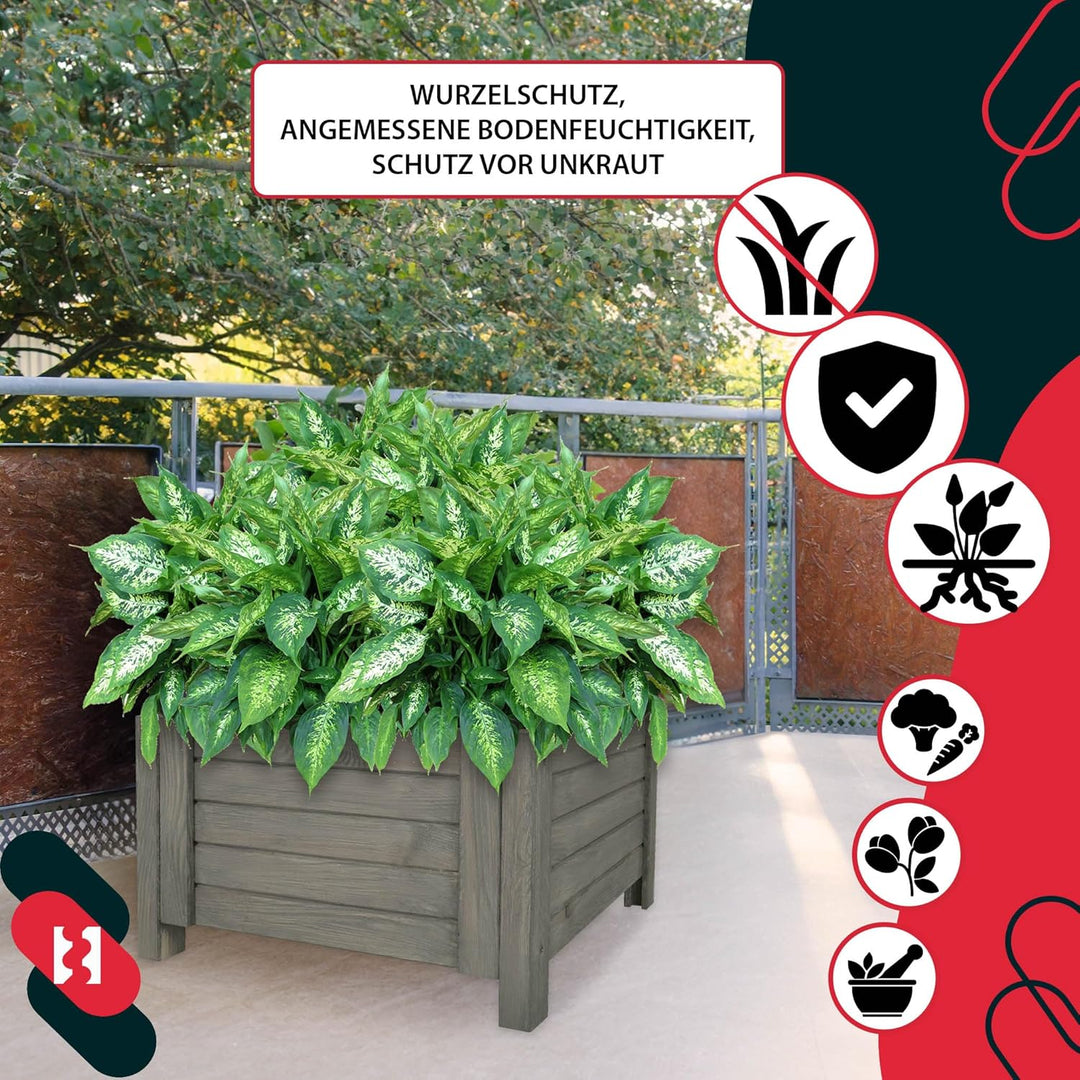 KOTARBAU® Blumenkasten - 50 x 50 x 30 cm - Pflanzkasten mit Vlies - Pflanzkübel gross aussen - Balko