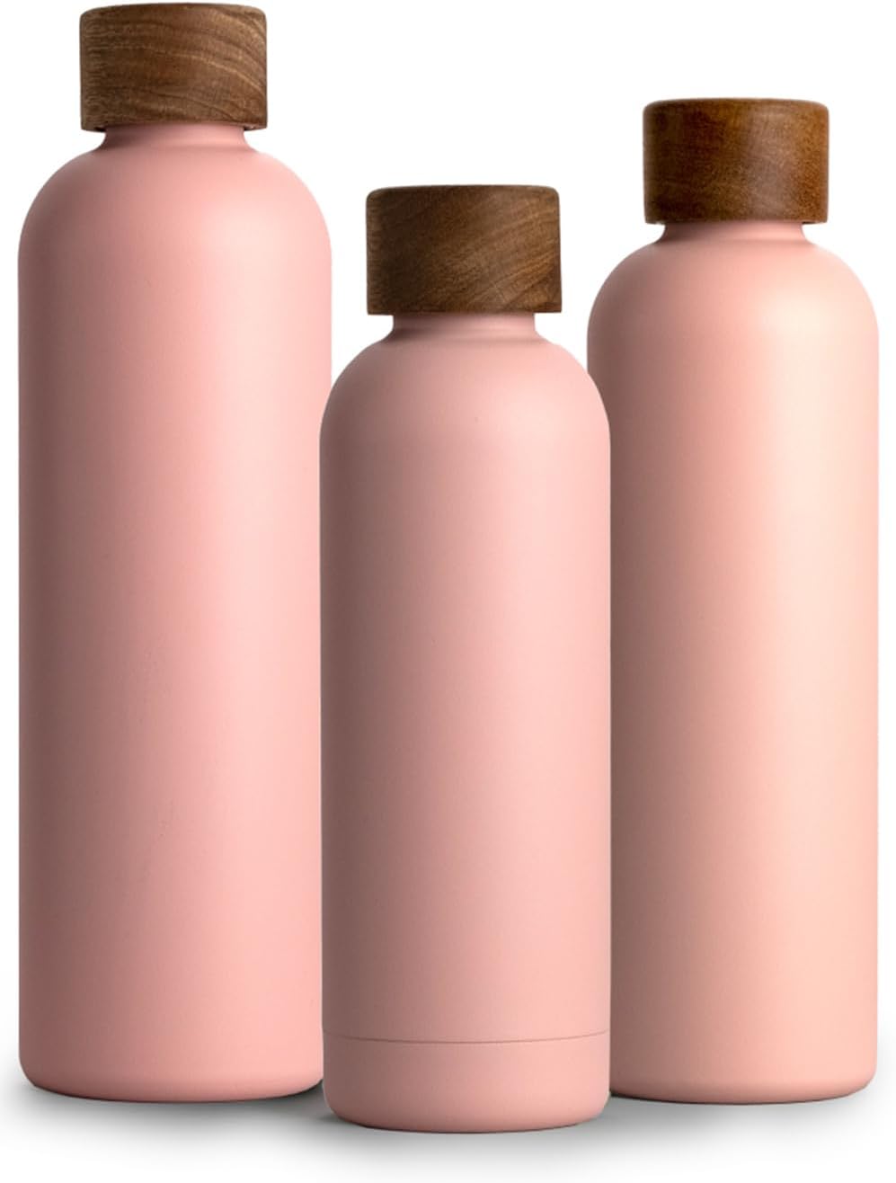 T&amp;N Edelstahl Trinkflasche 750ml, Thermosflasche 0.75l mit Akazienholz Deckel, Isolierte Wasserflasc