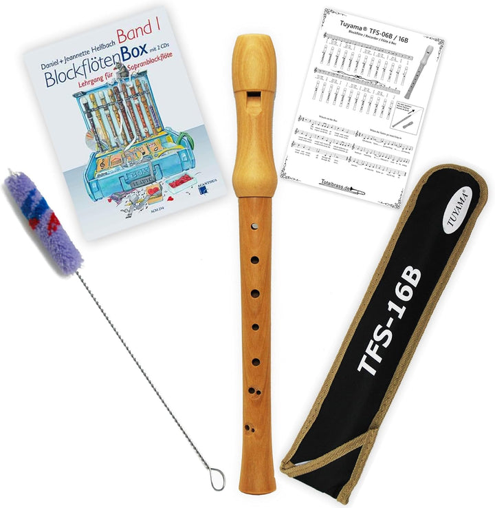 Starter-Bundle: Tuyama Spranblockflöte TFS- 16B aus Holz + Blockflötenbox Band 1 - Acanthus Verlag A