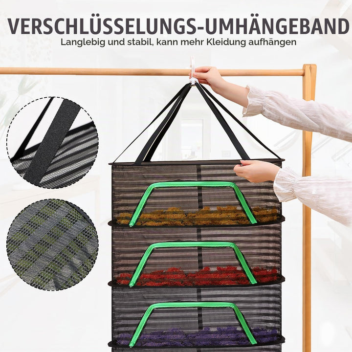 Trockennetz für KräUter, 4-Lagiges Kräutertrockner Hängend Mit Oberhaken, Pflanzen Trocknungsnetz Mi