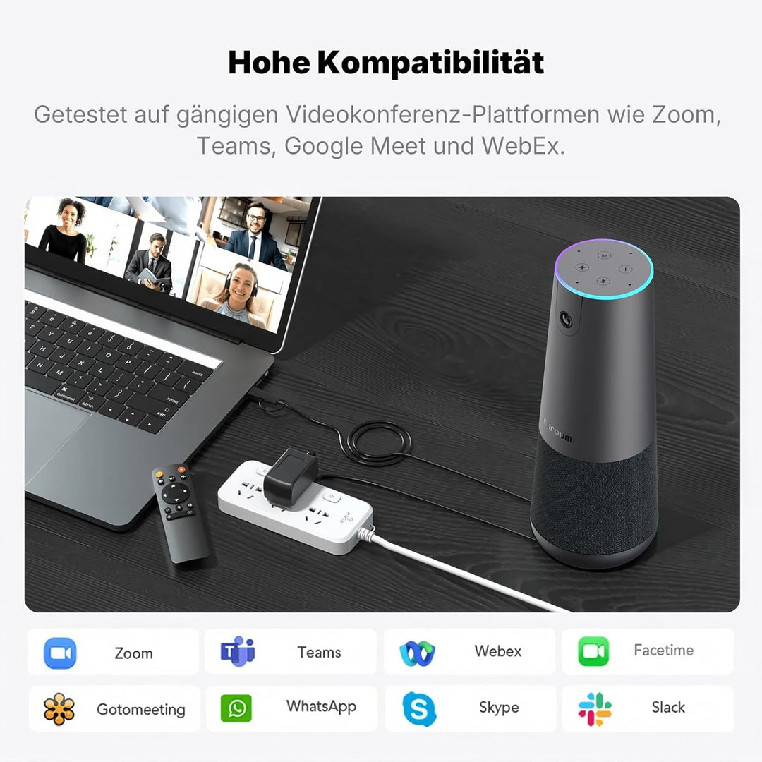 Nuroum C40(2nd Gen) 4K Videokonferenz-Webcam mit Mikrofon und Lautsprecher, 8MP CMOS Sensor,5X Zoom,