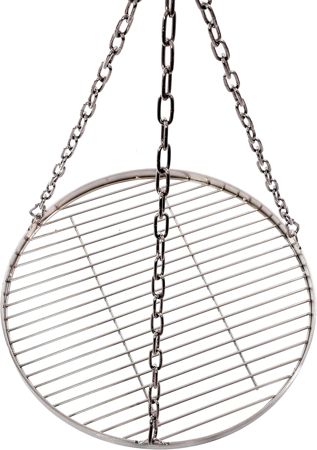 Grillrost 50 cm mit Kette Edelstahl für Schwenkgrill 3 Bein Grill Rost 10 mm Stababstand BBQ