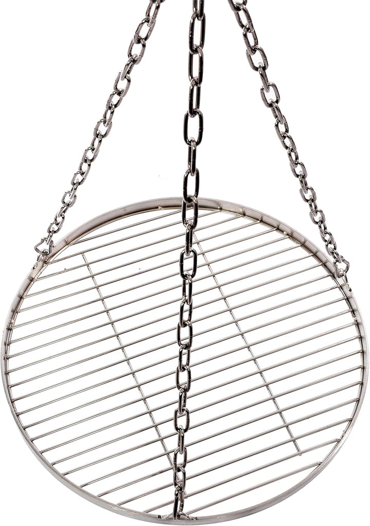 Grillrost 50 cm mit Kette Edelstahl für Schwenkgrill 3 Bein Grill Rost 10 mm Stababstand BBQ