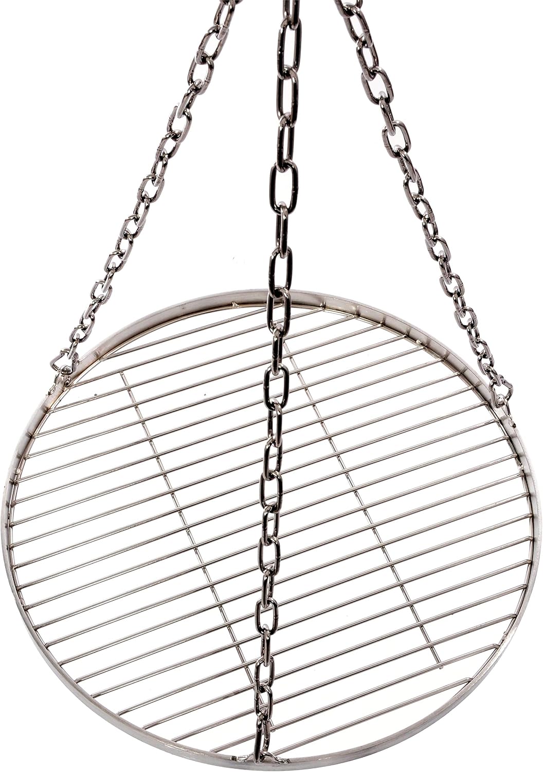 Grillrost 50 cm mit Kette Edelstahl für Schwenkgrill 3 Bein Grill Rost 10 mm Stababstand BBQ