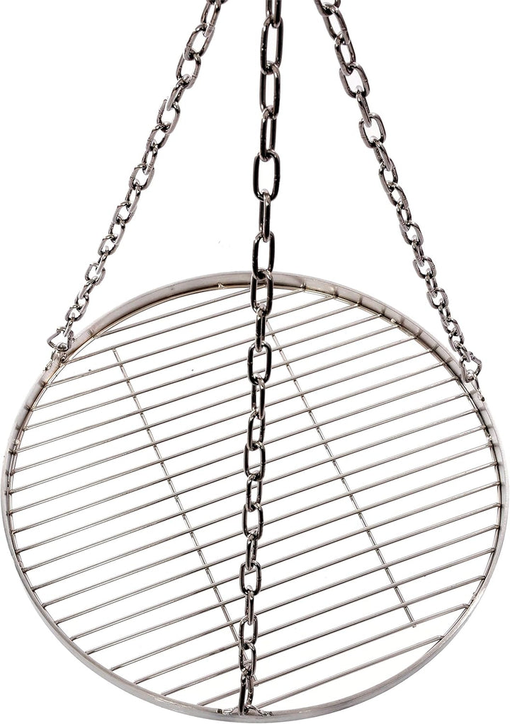 Grillrost 50 cm mit Kette Edelstahl für Schwenkgrill 3 Bein Grill Rost 10 mm Stababstand BBQ
