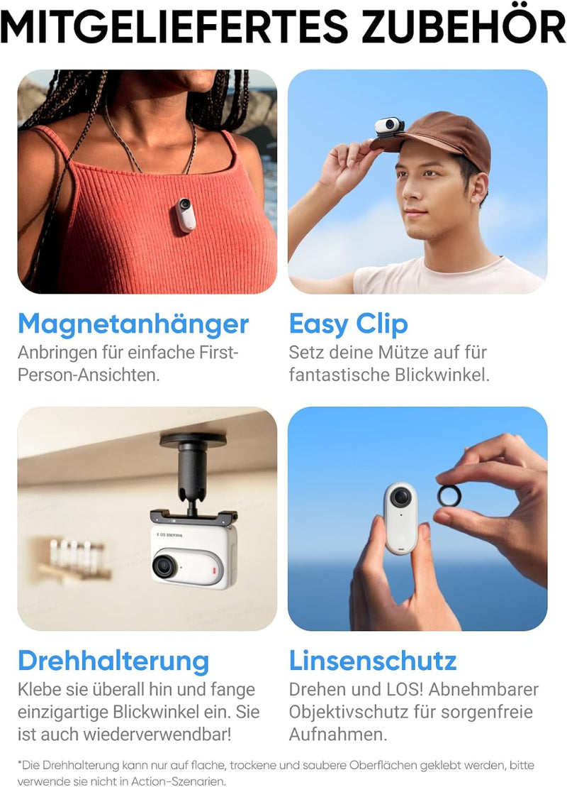 Insta360 GO 3 (128 GB) mit offiziellem Aufkleber-Set - Kleine & leichte Action-Kamera, tragbar & vie