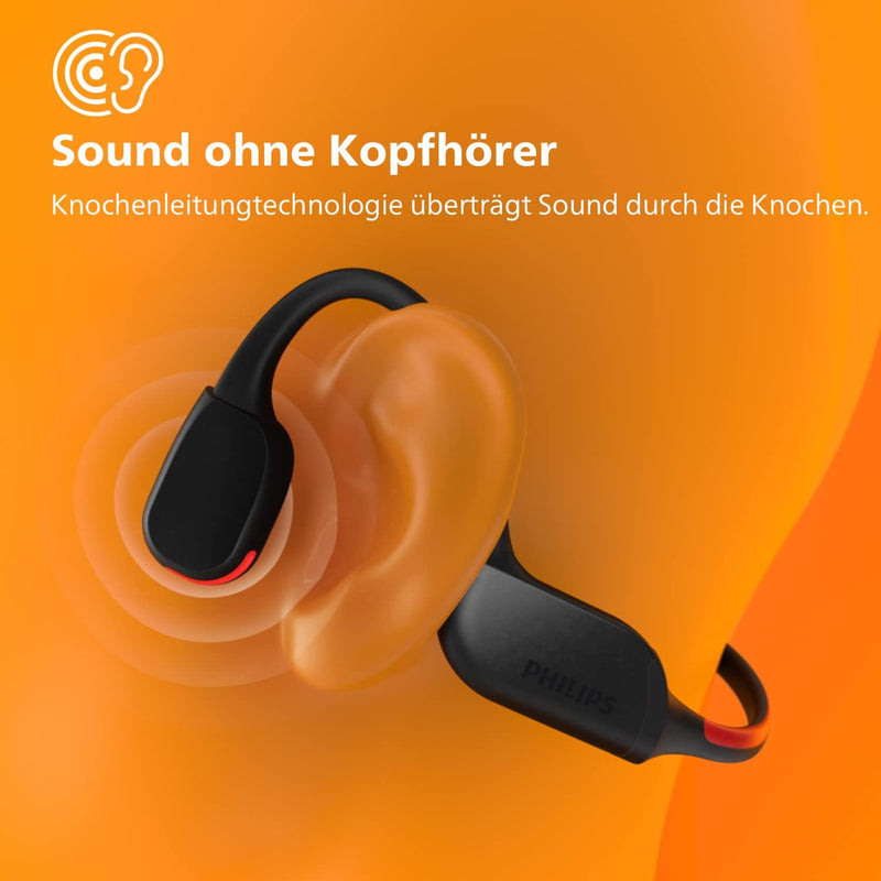 Philips TAA7607BK/00 Kabelloser Open-Ear-Sportkopfhörer, Spritzwasser- und Schweissschutz gemäss IP6