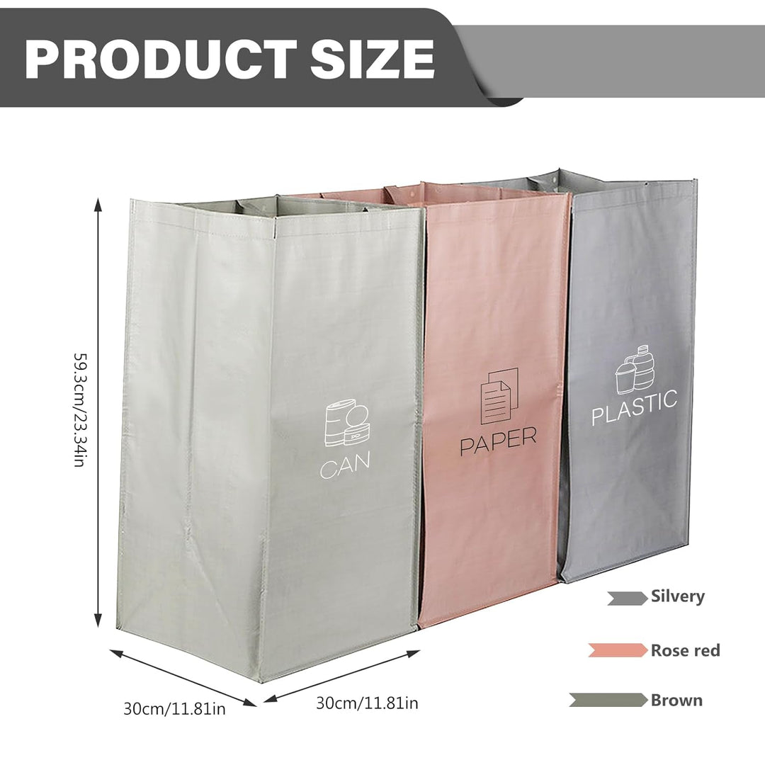 BORDEAG Mülltrennsystem 3fach, Altglas Sammelbehälter, Pfandflaschen Aufbewahrung, Recycling System,