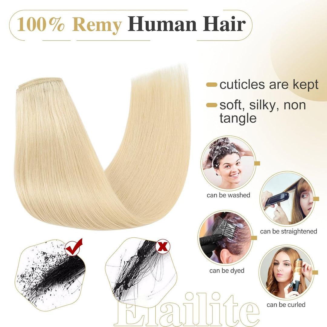 Elailite Clip in Extensions Echthaar Haarverlängerung Haarteile 8 Teilig 18 Clips für Frauen Voller