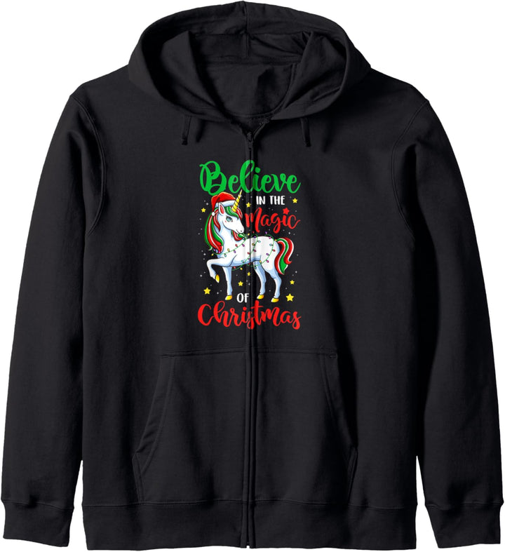 Glauben Sie an die Magie von Weihnachten Einhorn Xmas Girl Kapuzenjacke