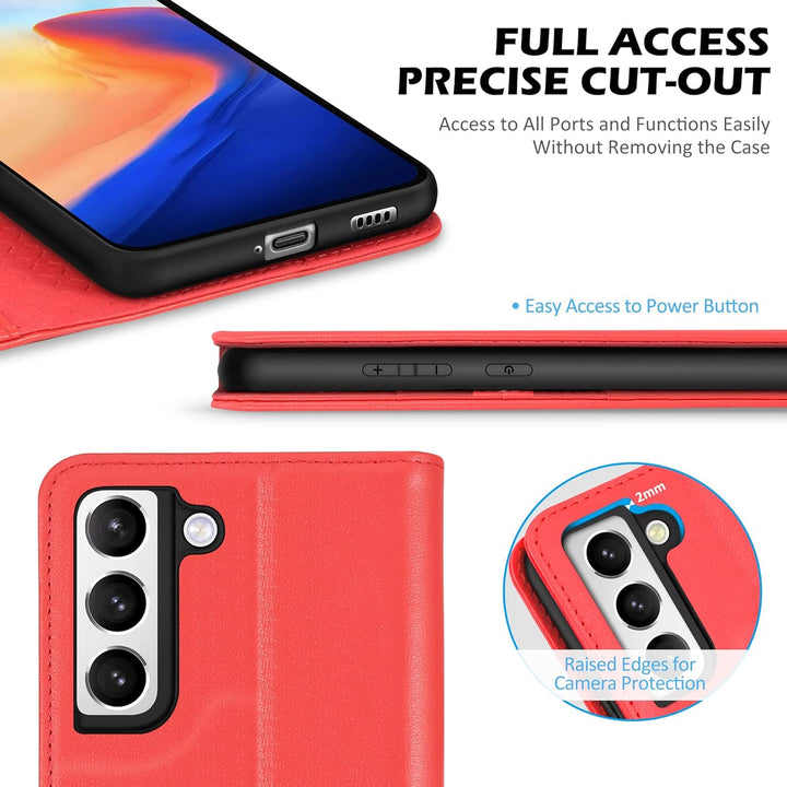 SHIELDON Galaxy S22+ Plus 5G Hülle Stossfeste Handyhülle [Erstklassig Echtleder] [Kartenfach] [Lifet